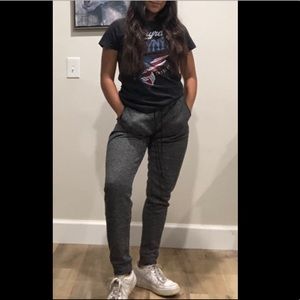 Grey with leather like band sweat pants